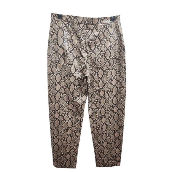 Zara Women's Size XL Faux Leather Snake Print Bloggers Fav Trouser Pants - Picture 5 of 14